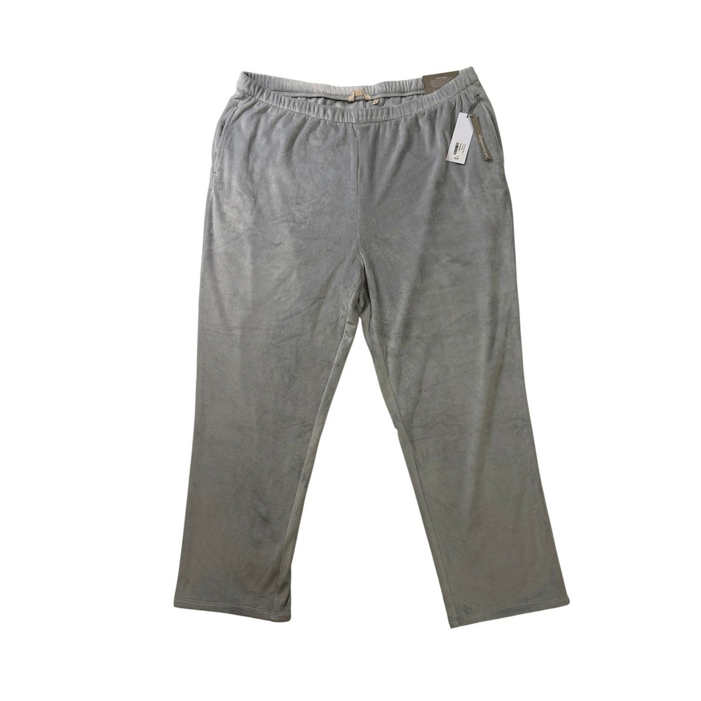 Soft Surroundings Flora Plush Pants Silver Spring Grey Velvet Fleece 1X FN782091